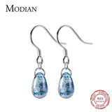 925 Silver Crystal Drop Earrings for Women Swing Dangle Jewelry
