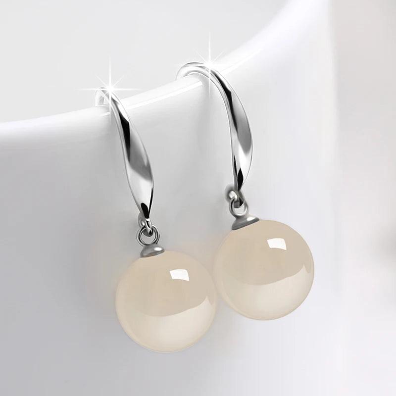 Agate & Amber Earrings 925 Sterling Silver Anti-allergy Jewelry