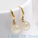 Agate & Amber Earrings 925 Sterling Silver Anti-allergy Jewelry