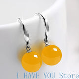 Agate & Amber Earrings 925 Sterling Silver Anti-allergy Jewelry