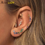 925 Silver Plated Colorful CZ Dangle Earrings