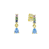 925 Silver Plated Colorful CZ Dangle Earrings
