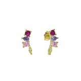 925 Silver Plated Colorful CZ Dangle Earrings