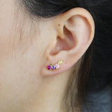 925 Silver Plated Colorful CZ Dangle Earrings