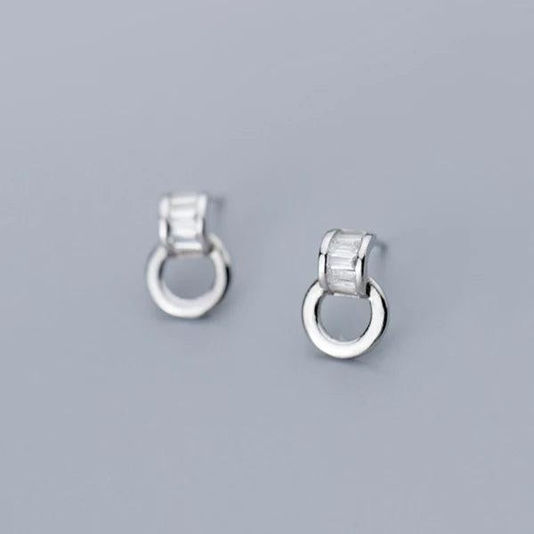 CZ Drop Earrings 925 Sterling Silver Geometric Dangle Earring Fine Jewelry
