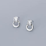 CZ Drop Earrings 925 Sterling Silver Geometric Dangle Earring Fine Jewelry