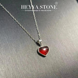 Natural Garnet Pendant Necklace For Women 925 Silver Plated Fine Jewelry