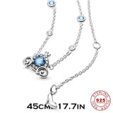 S925 Silver Necklace Princess Carriage Pendant Collar Chain Jewelry Gift