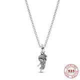 S925 Silver Necklace Princess Carriage Pendant Collar Chain Jewelry Gift