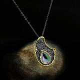 Retro Geometric Zircon Pendant Clavicle Chain Necklace 925 Silver