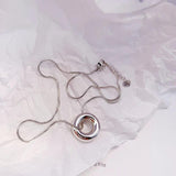 925 Silver Art Circle Pendant Necklace for Women
