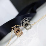 Perfume Bottle Necklace Silver Rose Female Summer HW Tide Pendant