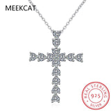 Moissanite Cross Pendant Necklace 925 Sterling Silver Heart Gemstone Necklace