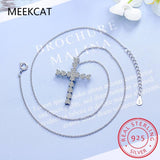Moissanite Cross Pendant Necklace 925 Sterling Silver Heart Gemstone Necklace