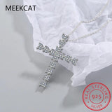 Moissanite Cross Pendant Necklace 925 Sterling Silver Heart Gemstone Necklace