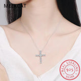 Moissanite Cross Pendant Necklace 925 Sterling Silver Heart Gemstone Necklace