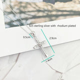 925 Silver Twisted Cross Charm Pendant Necklace Faith Power