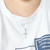 925 Silver Twisted Cross Charm Pendant Necklace Faith Power