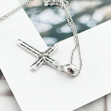 925 Silver Twisted Cross Charm Pendant Necklace Faith Power