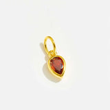 925 Silver Evil Eye Red Pear Charm Pendant Crystal Birthstone Beads Necklace