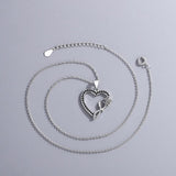 Sterling Silver Heart Rose Zirconia Pendant Necklace 40cm +5.0cm