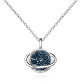 925 Silver Crystal Fragment Star Planet Necklace For Women