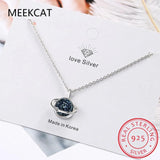 925 Silver Crystal Fragment Star Planet Necklace For Women
