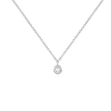 3.0mm Round Cut Diamond Necklace 925 Silver Minimalist Clavicle Pendant