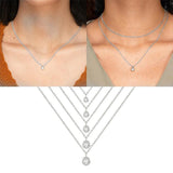 3.0mm Round Cut Diamond Necklace 925 Silver Minimalist Clavicle Pendant