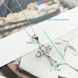925 Silver Lace Cross Pendant Necklace for Women Men