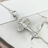 925 Silver Lace Cross Pendant Necklace for Women Men