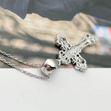 925 Silver Lace Cross Pendant Necklace for Women Men