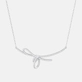 Bowknot Lab Diamond Choker Necklace 925 Sterling Silver Wedding Pendant