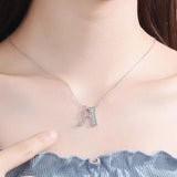 D Moissanite Diamond Initial Necklace Real 925 Sterling Silver For Women
