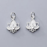 925 Sterling Silver Lotus Flower Dangle Charms for DIY Jewelry Making