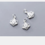 925 Sterling Silver Lotus Flower Dangle Charms for DIY Jewelry Making