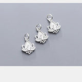 925 Sterling Silver Lotus Flower Dangle Charms for DIY Jewelry Making