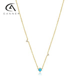 Diamond Collarbone Necklace Turquoise Pendant S925 Silver