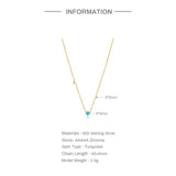 Diamond Collarbone Necklace Turquoise Pendant S925 Silver