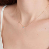 Diamond Collarbone Necklace Turquoise Pendant S925 Silver