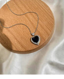925 Silver Necklace Heart of the Ocean Sapphire Wedding Pendant