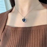 925 Silver Necklace Heart of the Ocean Sapphire Wedding Pendant