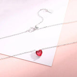 Heart Shape Ruby Gemstone Pendant Silver 925 Necklace for Wedding