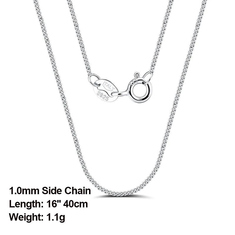 Italian 925 Silver 1.0mm Side Chain Necklace for Men Women