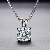 Sparkling Solitaire 8mm 2ct Zirconia Diamond Pendant Necklace