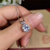 Sparkling Solitaire 8mm 2ct Zirconia Diamond Pendant Necklace