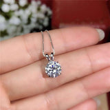 Sparkling Solitaire 8mm 2ct Zirconia Diamond Pendant Necklace