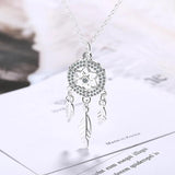 925 Sterling Silver Dream Catcher Necklace Zircon Clavicle Necklace