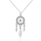 925 Sterling Silver Dream Catcher Necklace Zircon Clavicle Necklace