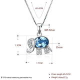 925 Silver Elephant Pendant Necklace with Crystals for Women Girls